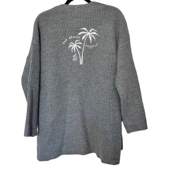 The Beach People Twins Palm Open Front Grey Front Pockets Cardigan Size XS - S - Picture 4 of 9
